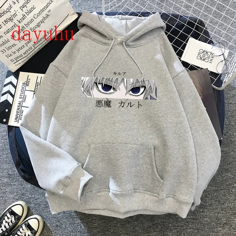 90er Hunter X Hunter Killua Zoldyck Teufelsauge Hoodie – Unisex Streetwear Sweatshirt, Kawaii Hisoka Manga Hoody