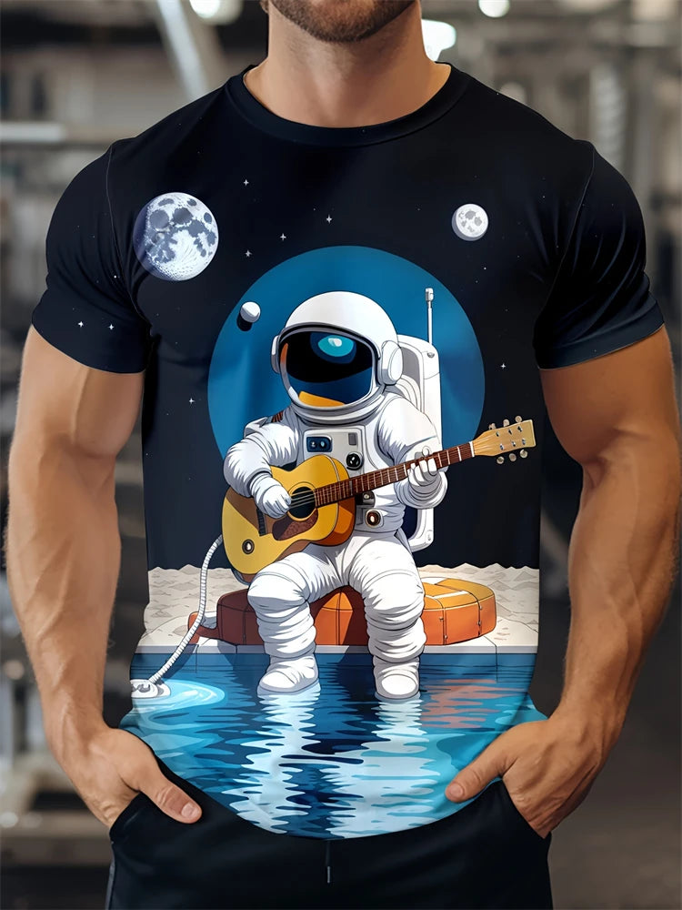Hip-Hop Style Cartoon Bear Print T-Shirt Men’s Oversized Street Fashion Tee