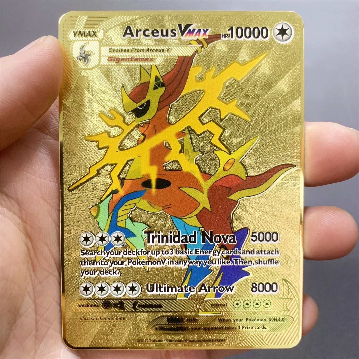 Pokemon Metall Karte 10000 Punkte Arceus Charizard Raichu Super Karte Goldene Englisch Anime Sammlung Karten