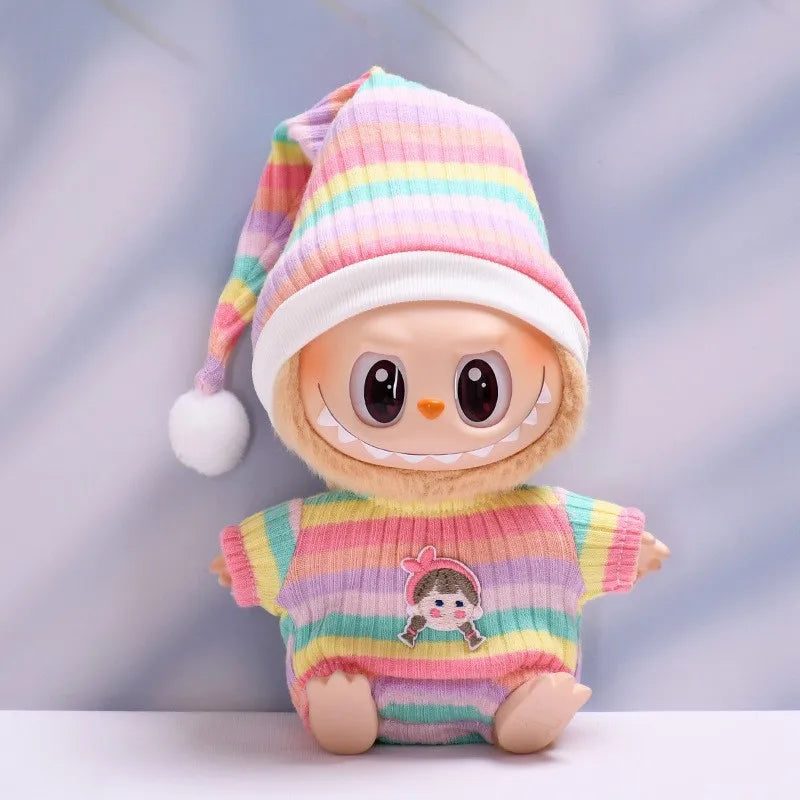 17 cm Puppe Plüsch Dress Up Labubu Puppenkleidung Set Trendiges und süßes Kleidungsstück Anzug Spielzeug Puppenzubehör