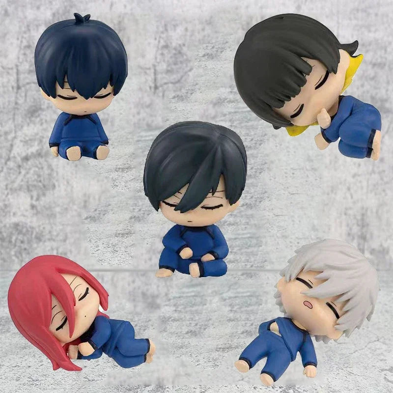 5-teiliges Blue Lock Schlaffiguren-Set – Isagi Yoichi, Chigiri Hyoma, Rin Itoshi, Nagi Seishiro PVC-Sammelspielzeug