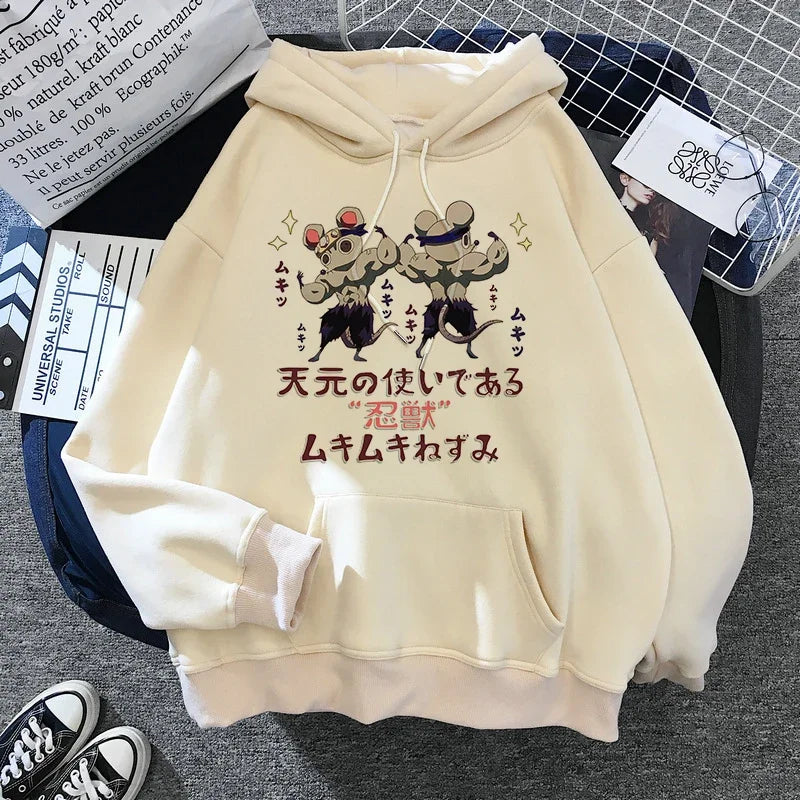 Kimetsu No Yaiba Sweatshirt – Anime Demon Slayer Hoodie mit Tanjiro & Nezuko, Harajuku Kawaii Style
