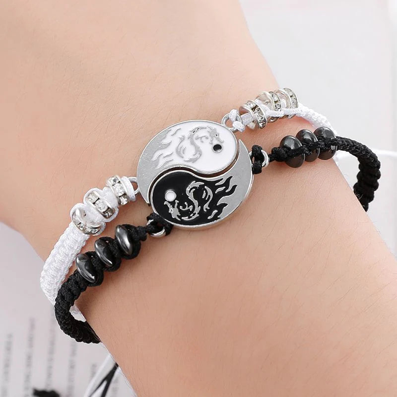 Modisches Drachen-Yin-Yang-Armband – verstellbare Tai-Chi-Paar-Halskette für Freund und Freundin, Geschenk zum Valentinstag