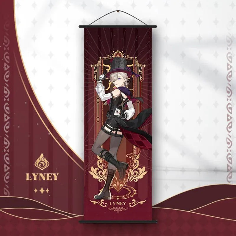 Genshin Impact Scroll Canvas Painting Hanging Anime Poster Wall Art Room Decoration