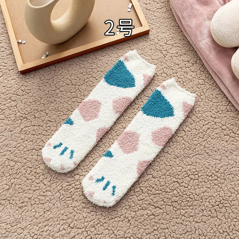 Korallensamt-Katzenkrallensocken – Verdickte Mitte