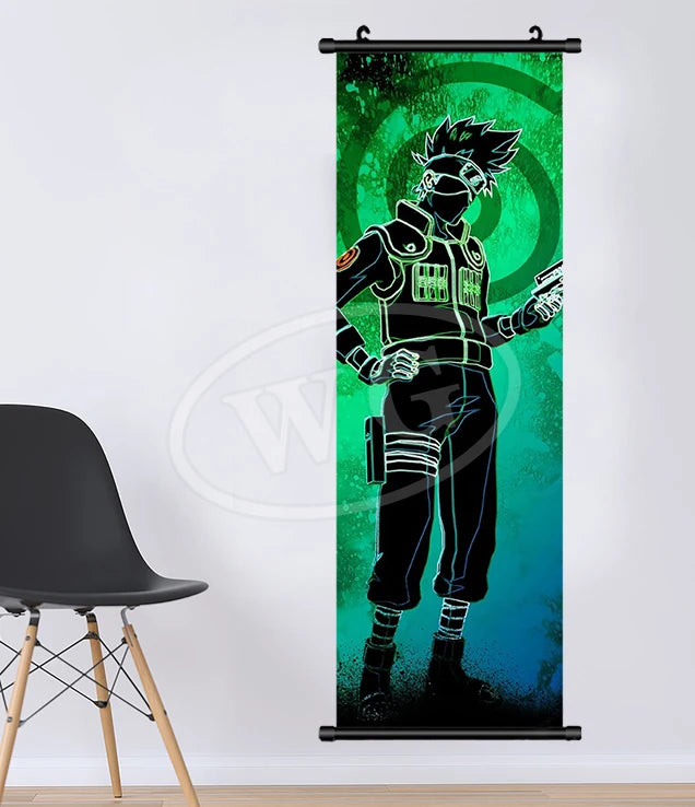 Bandai Anime Canvas Naruto Painting Kakashi Picture Hanging Scrolls Home Decor Wall Artwork