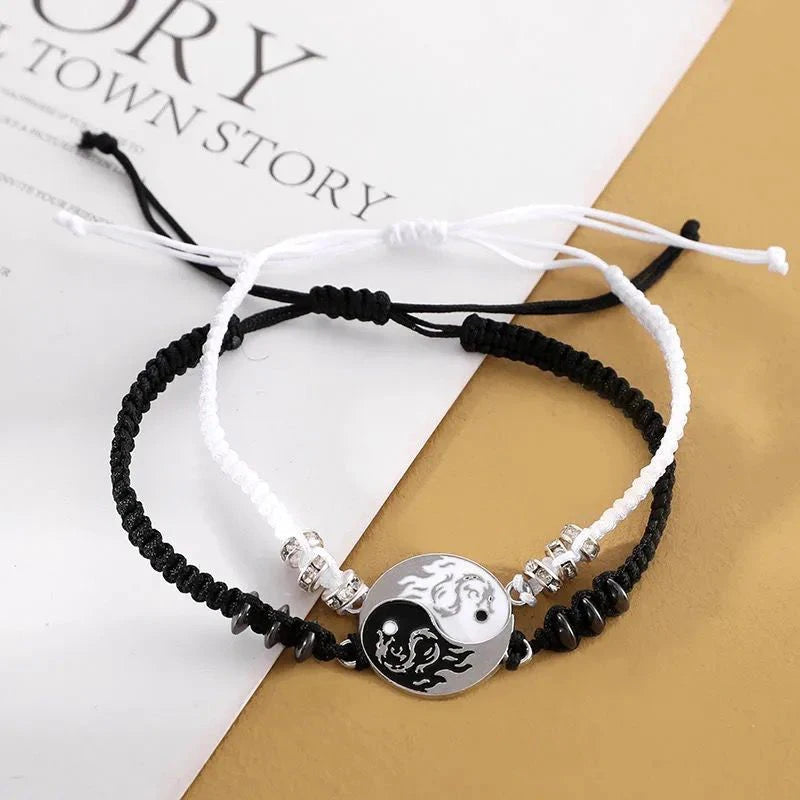 Modisches Drachen-Yin-Yang-Armband – verstellbare Tai-Chi-Paar-Halskette für Freund und Freundin, Geschenk zum Valentinstag