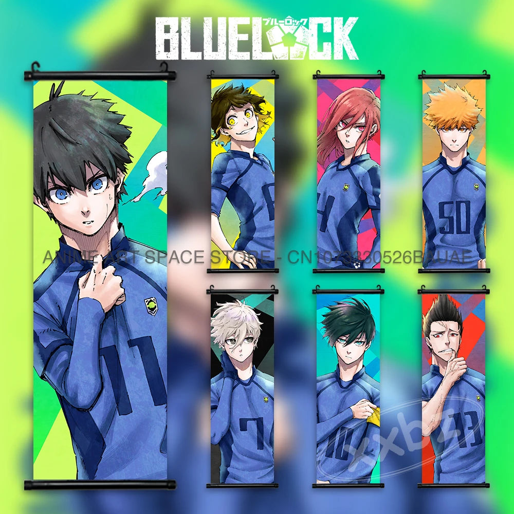 Blue Lock Hanging Painting Anime Poster Wall Art Canvas Scroll Home Decor