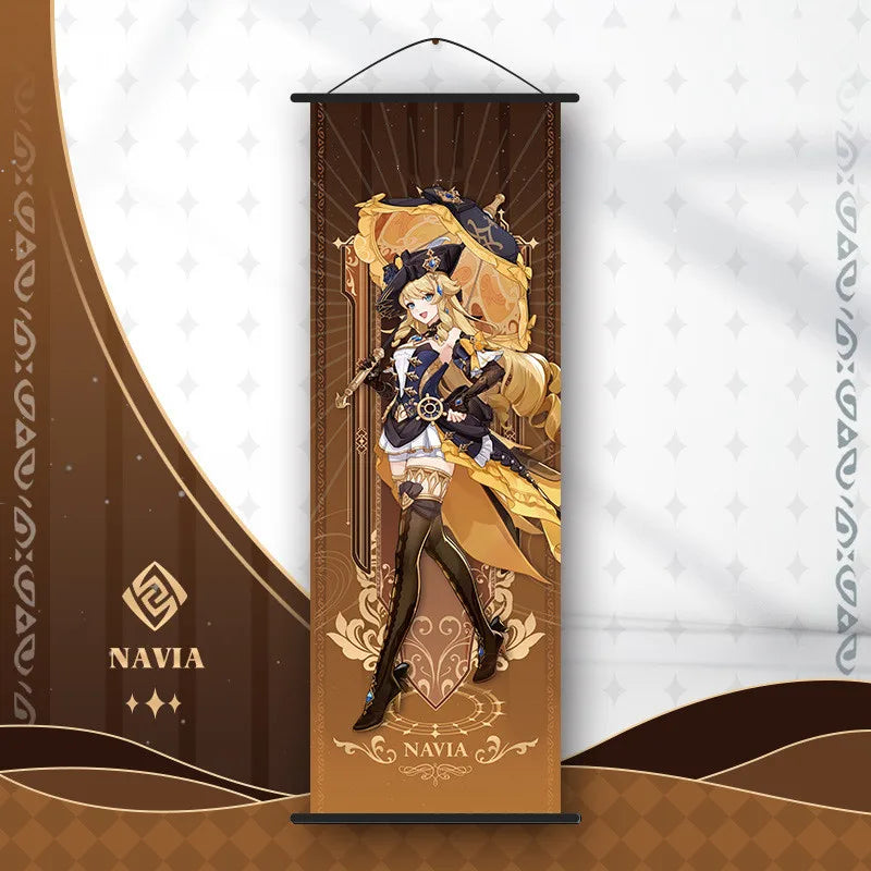 Genshin Impact Scroll Canvas Painting Hanging Anime Poster Wall Art Room Decoration