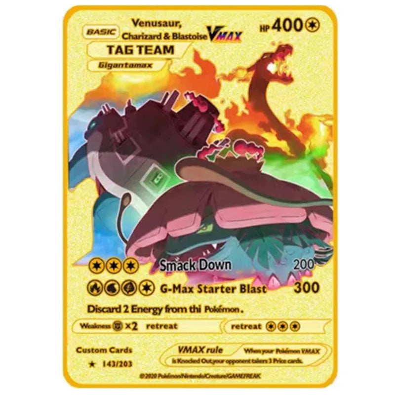 Pokemon Englische Metallkarte Anime-Sammelkarte Kinderspielzeug