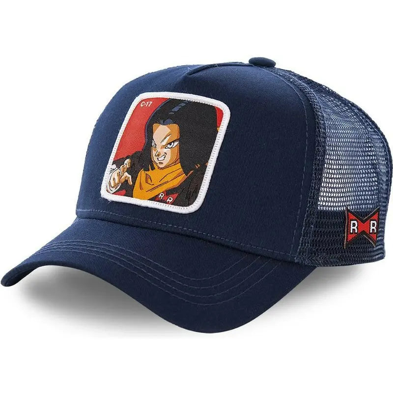 Dragon Ball Anime Son Goku Baseballkappe – verstellbare Trucker-Mütze aus Netzstoff