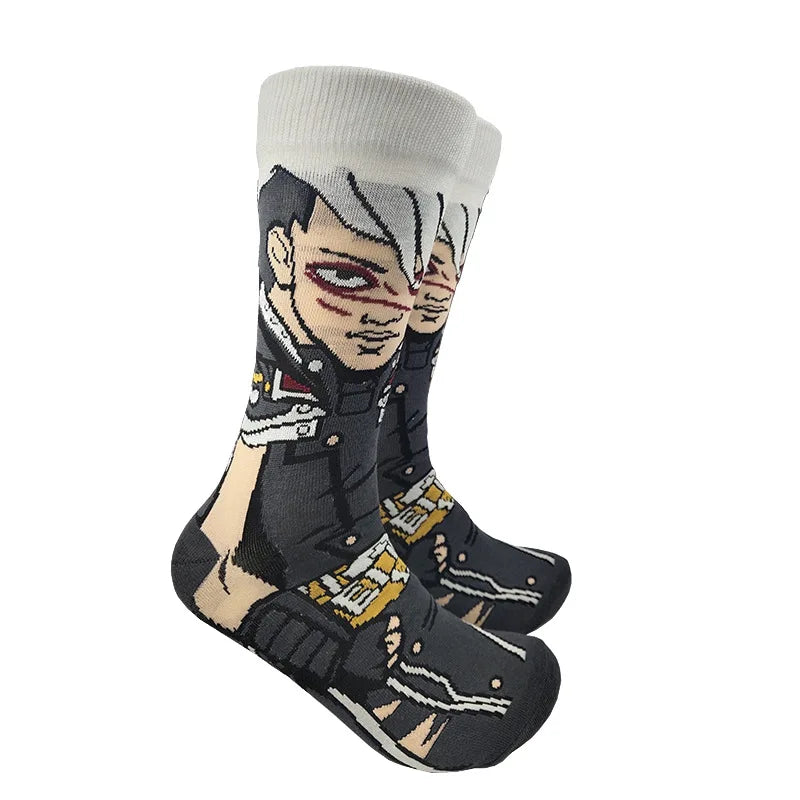 Modische Anime-Socken für Herren – Lustiger Hip-Hop-Stil mit hochwertigen Näh- und Cartoon-Mustern