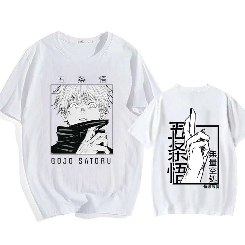 Anime Gojo Satoru Printed T-Shirt Loose Fit Y2K Harajuku Top