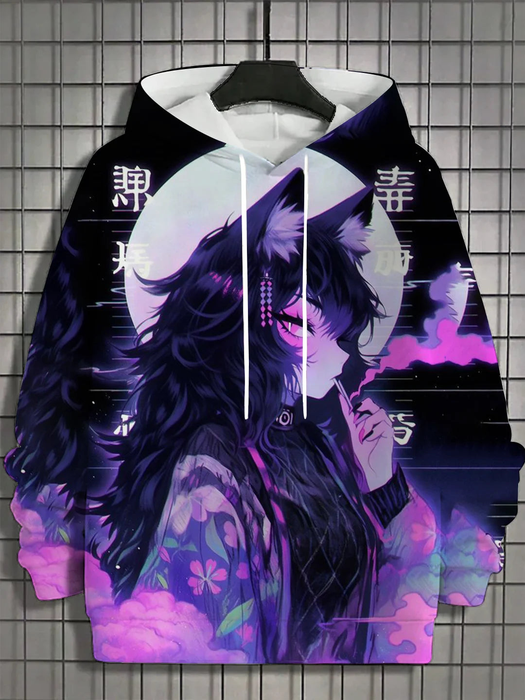 Kapuzenpullover für Herren mit 3D-Druck – Nymphet Cartoon Girl Grafik Übergroßes Streetwear-Sweatshirt