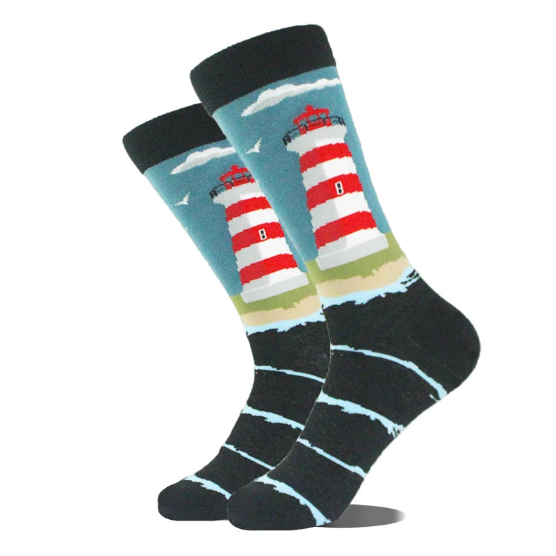 Baumwolle Glücklich Lustige Socken Männer Alien Planet Shark Verrückte Design Sokken