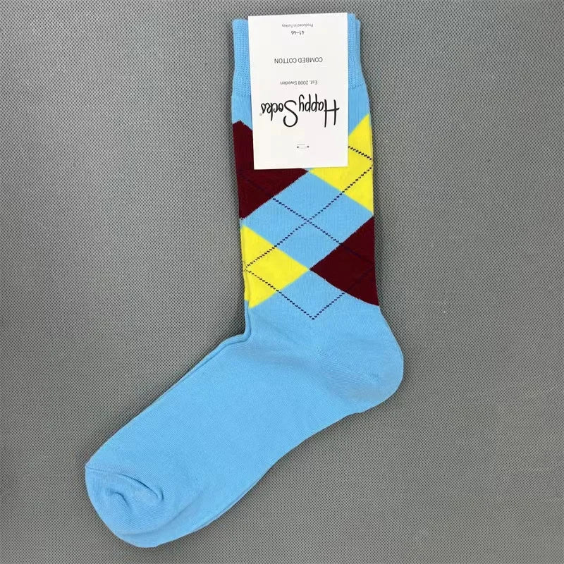 Diamond Check Happy Socks für Herren – Geometrische Sportsocken aus Baumwolle (Größe 41–46)