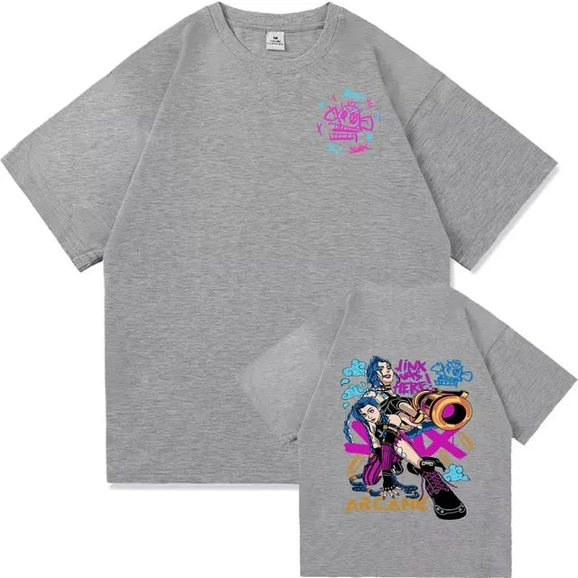 Jinx Arcane Monkey T-Shirt – Women’s Anime Cosplay Grunge Aesthetic Tee