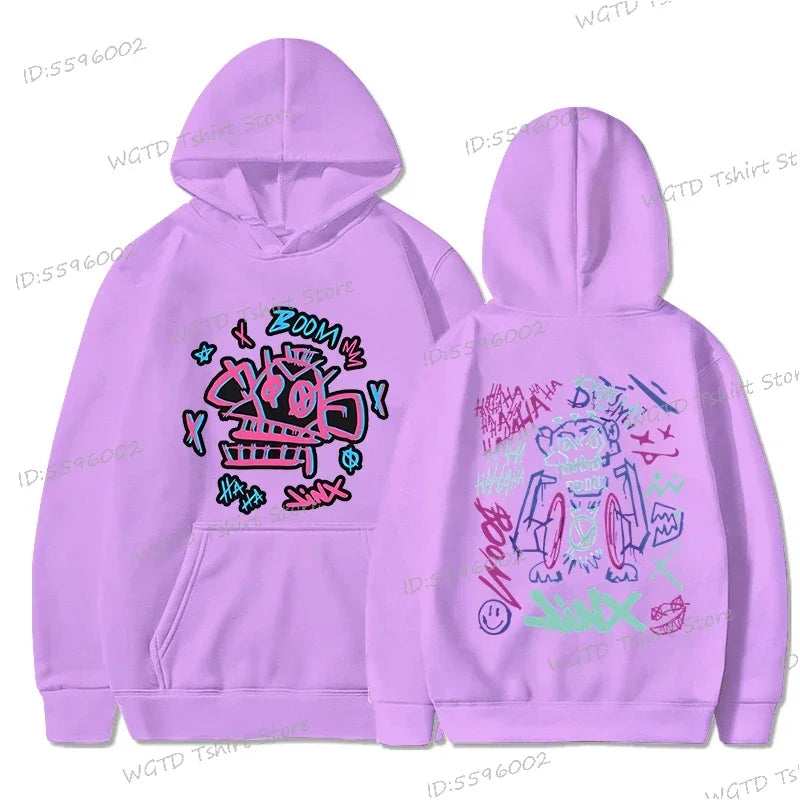Arcane Jinx Anime Hoodie – Lässiger Pullover für Männer und Frauen, Streetwear für Spieleliebhaber und Fans