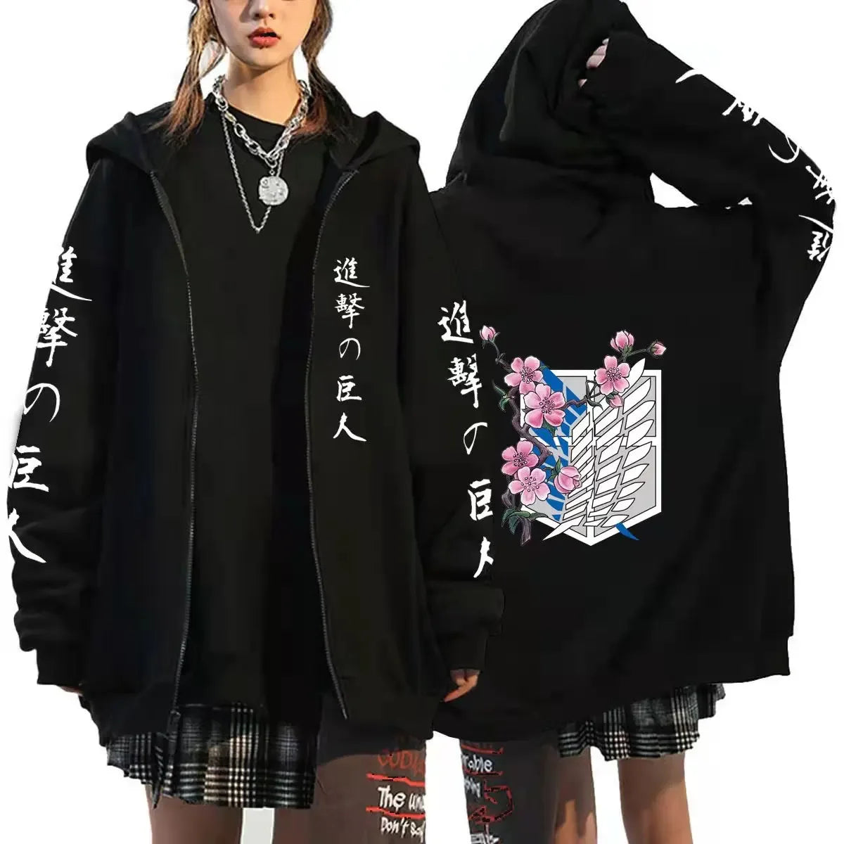 Attack on Titan Anime Hoodie mit Reißverschluss – Europäischer und amerikanischer Sportmantel, Rollenspielkleid für Herren
