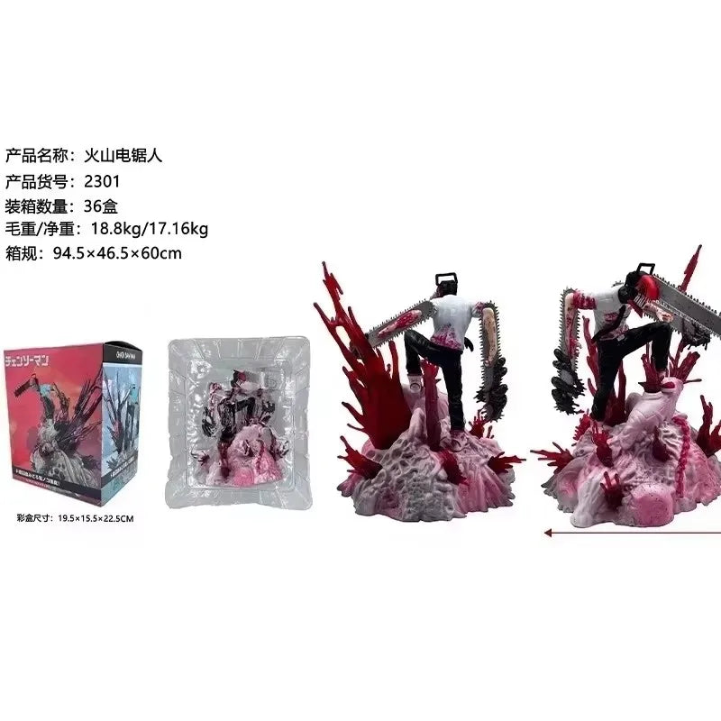 Chainsaw Man Denji & Pochita Figur – 18 cm PVC-Kampfmodell, Spielzeug und Sammlergeschenk-Skulptur