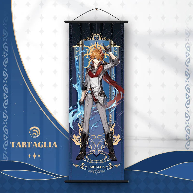 Genshin Impact Scroll Canvas Painting Hanging Anime Poster Wall Art Room Decoration