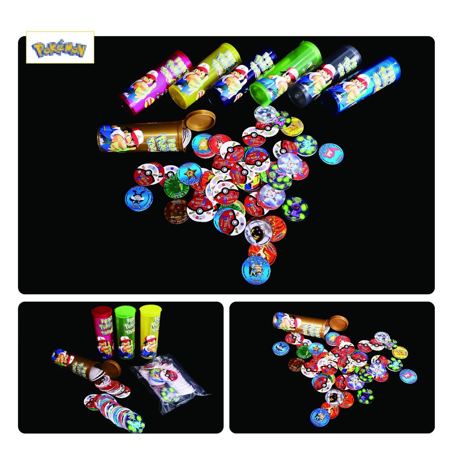 Bottled Lote De Tazos Porta Pokemon Generation 160PCS New Complete Collection