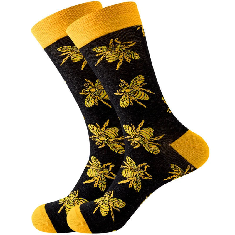Neuartige Baumwollsocken mit Cartoon-Motiv für Herren 2023 Boxing Dollars Schachbretter Tier Große Größe Lange Socken