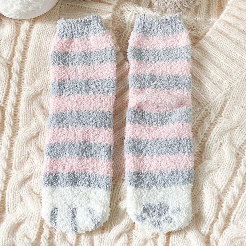 Korallensamt-Katzenkrallensocken – Verdickte Mitte