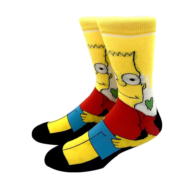 1 Pair The Simpsons Harajuku Socks – Cartoon Middle Tube Cotton for Men & Women