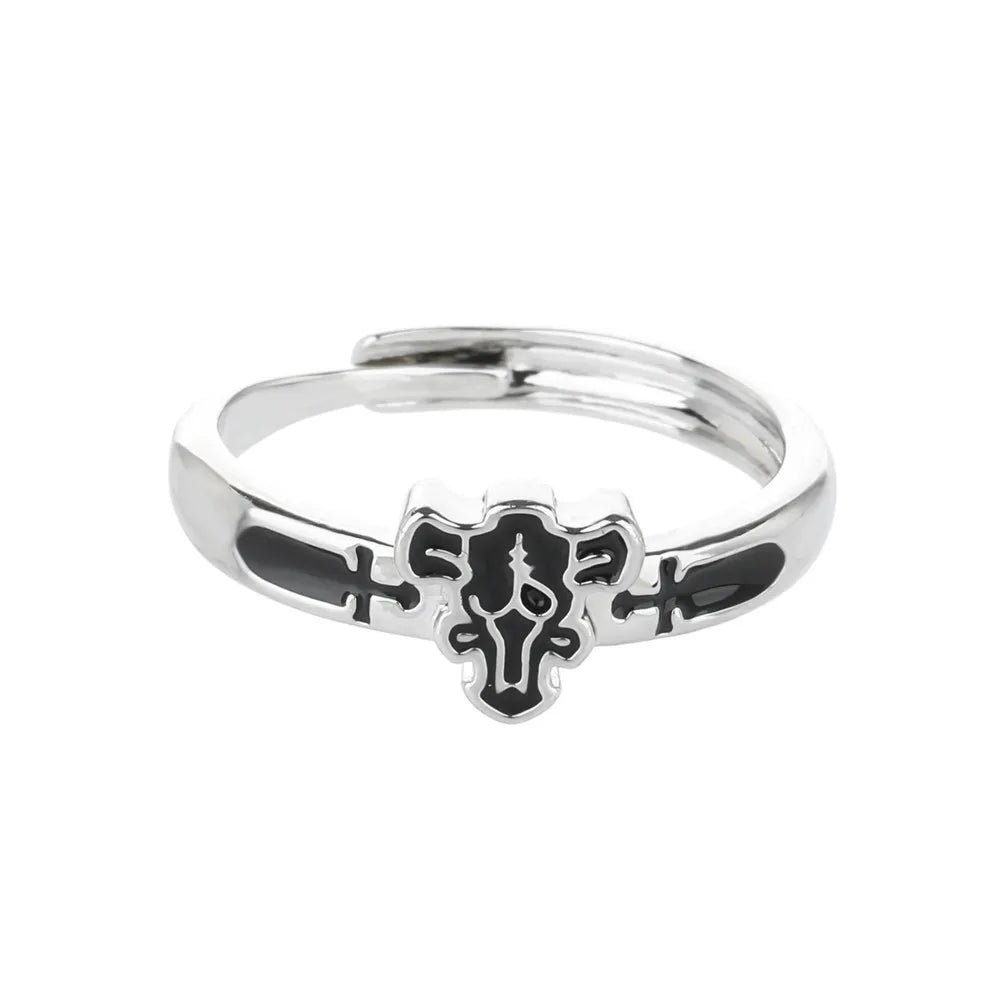 Black Clover Quartet Knights Cosplay-Ring – Verstellbarer Dämon Asta-Schmuck aus Legierung für Männer und Frauen