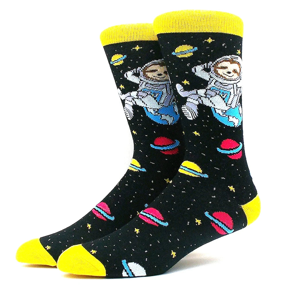 Lustige Alien- und Dinosauriersocken aus Baumwolle – Crazy Shark & Planet Designs