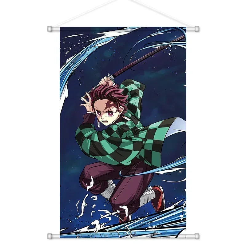 Demon Slayer Cartoon Anime Scroll Canvas Wall Home Decor Anime Poster Wall Art Room Decoration