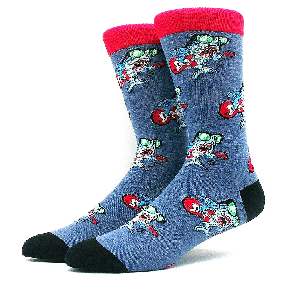 Lustige Alien- und Dinosauriersocken aus Baumwolle – Crazy Shark & Planet Designs