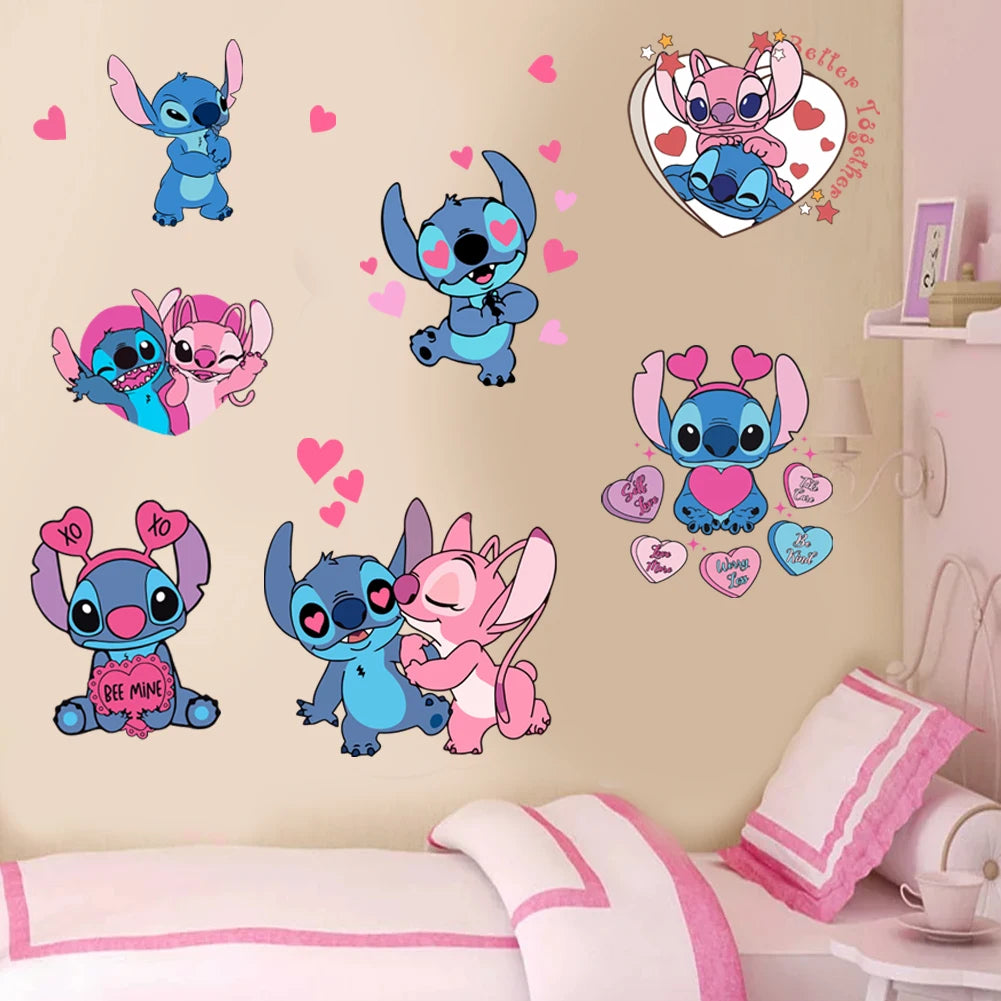 Cartoon Lilo & Stitch Regenbogen Wandaufkleber für Kinderzimmer Wanddekoration Animiertes Poster