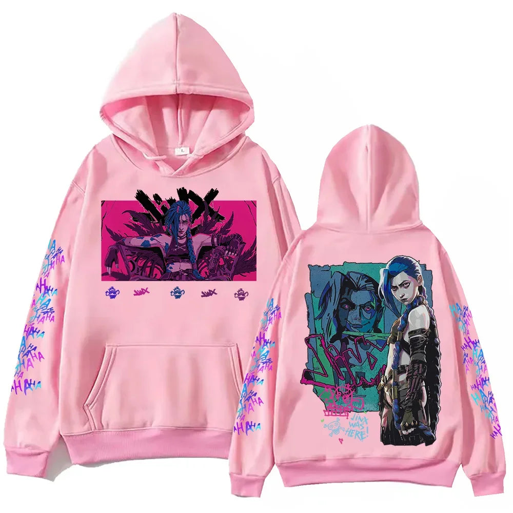 Heißer Anime Jinx Arcane Hoodie – Harajuku Hip Hop Pullover Sweatshirt, Geschenk für beliebte Musikfans