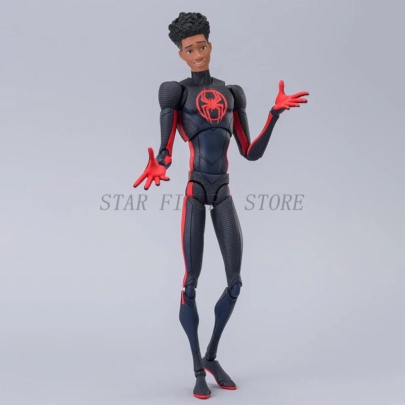 SHF Spider-Man Across the Spiderverse Miles Morales Actionfigur – 15 cm großes PVC-Sammelmodell aus Marvel