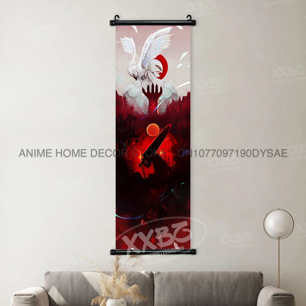 Berserk Poster Black Swordsman Wall Artwork Scrolls Anime Home Decoration