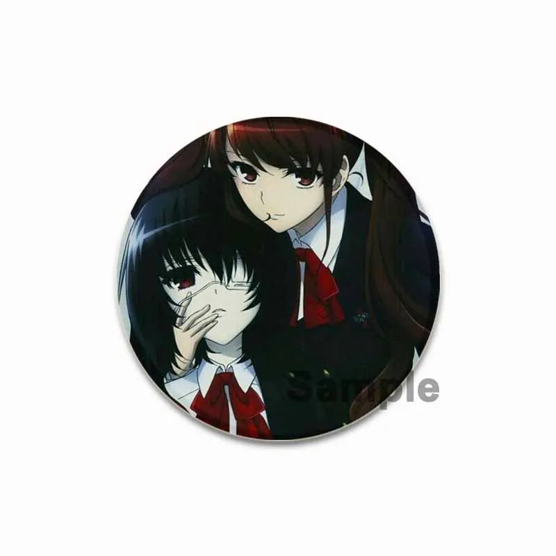 Anime Another Cartoon Character Mei Misaki Anstecknadel, kreative runde Brosche für Rucksack-Accessoires, Geschenke, 32/44/58 mm Größe