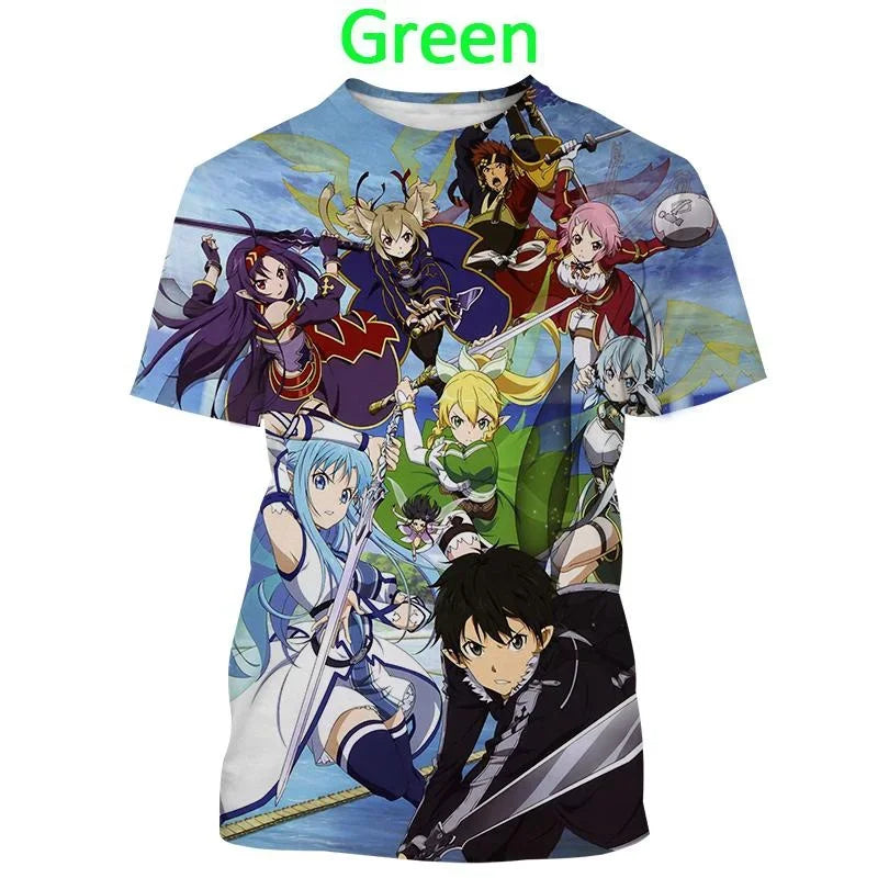 T-shirt Kirito & Asuna Sword Art Online Haut décontracté à manches courtes
