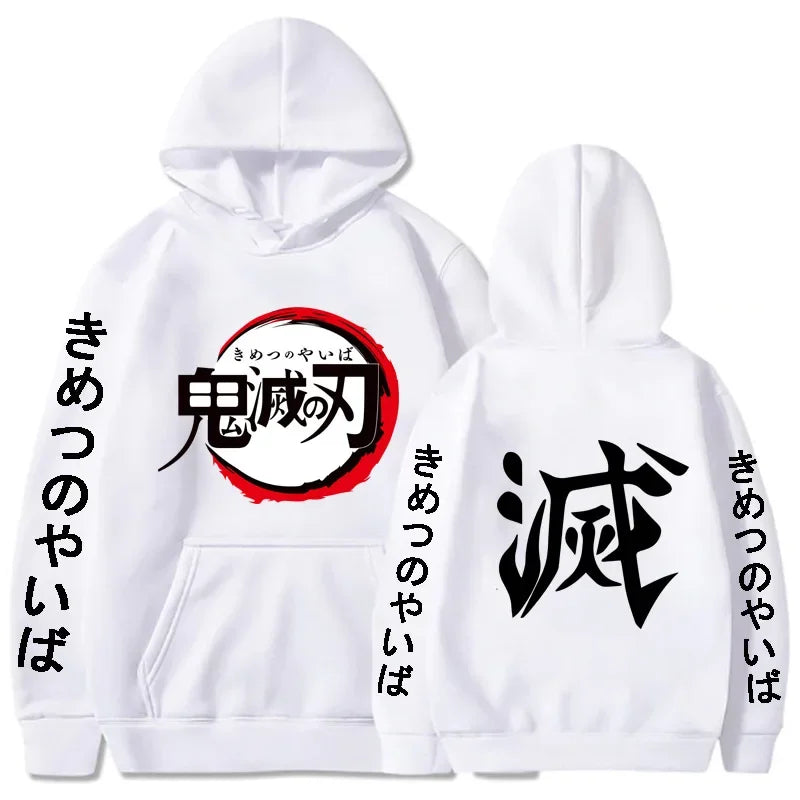 Anime Demon Slayer Hoodies Kamado Nezuko Print Unisex Plus Size Round Neck Streetwear Pullover Top for Men and Women