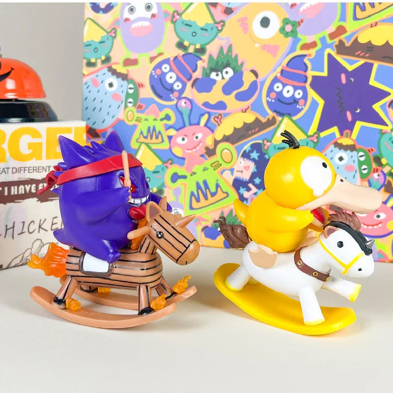 Pokemon Schaukelpferd Figuren – Kawaii Enton & Gengar Autozubehör & süße Zimmerdekoration Spielzeug Geschenk