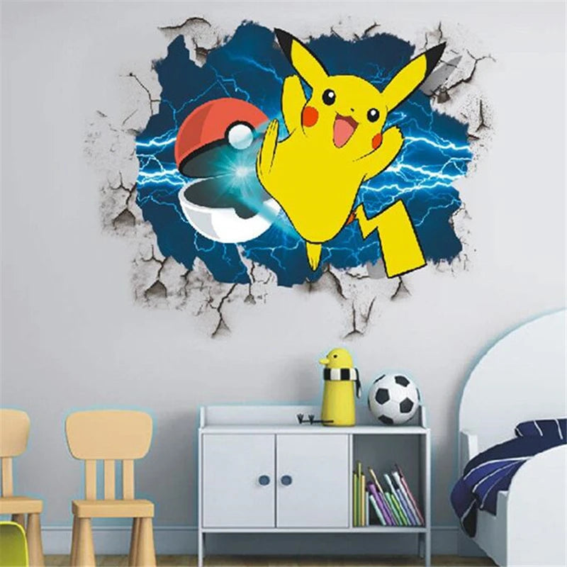 Cartoon Pikachu Wandaufkleber für Kinder DIY Wanddekoration Animiertes Poster