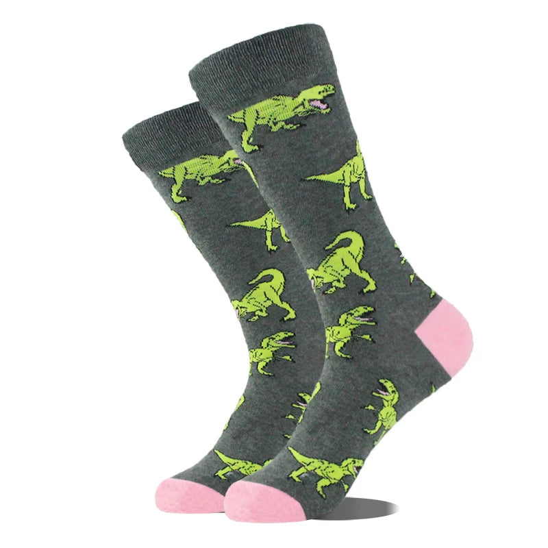 Chaussettes pour hommes Dinosaure Astronaute Planète Crew Harajuku
