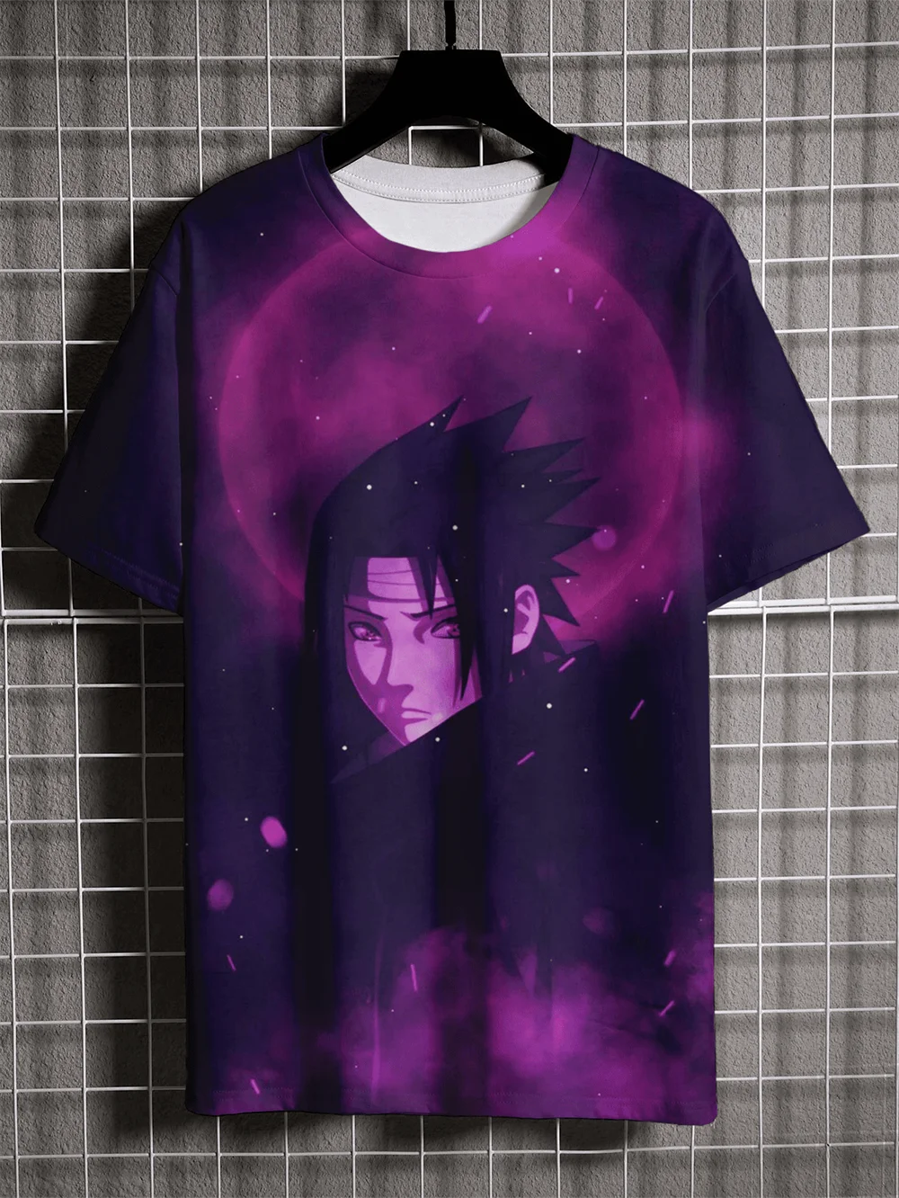 T-shirt imprimé 3D Naruto Uchiha Sasuke pour homme, style hip-hop surdimensionné