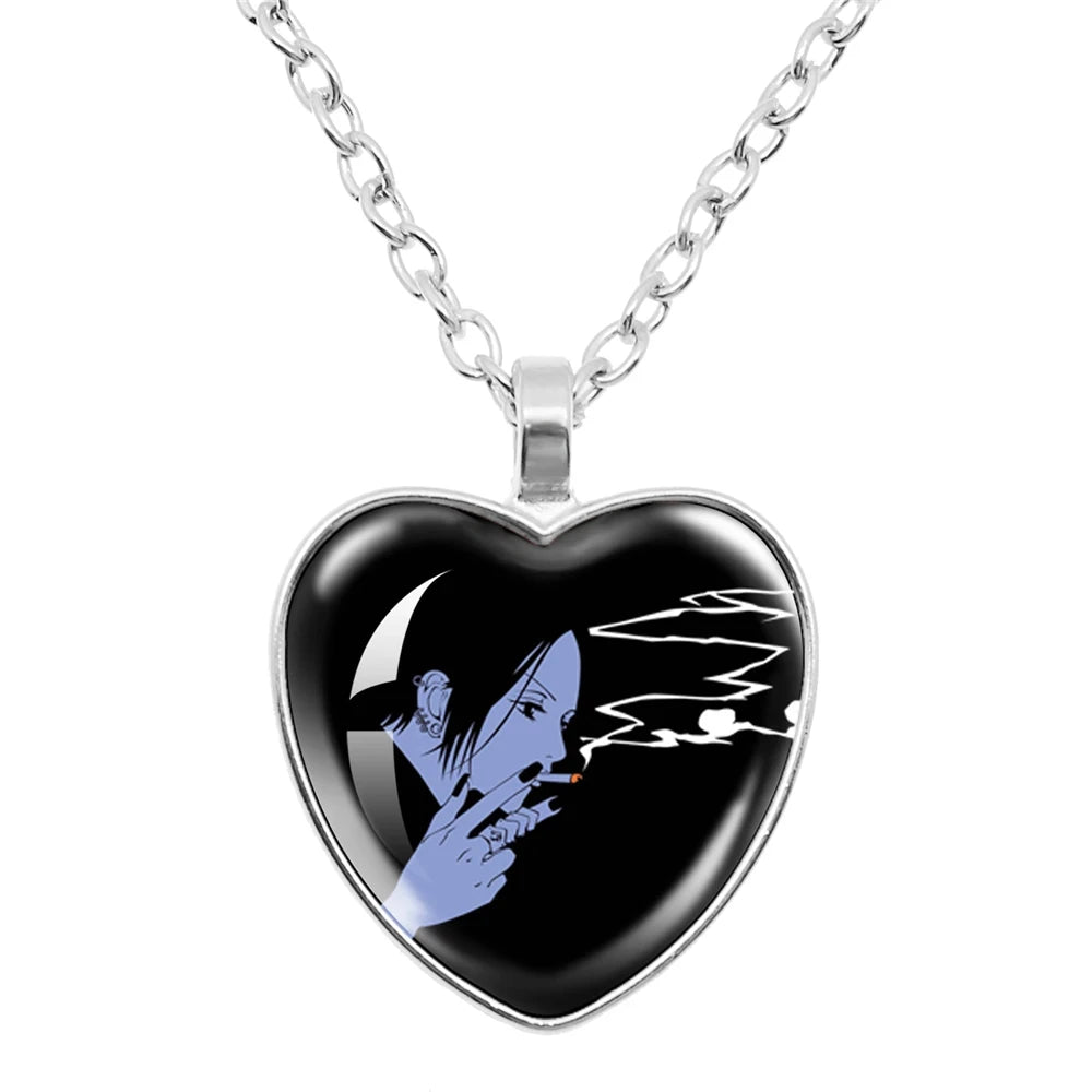 Collier en verre en forme de cœur de l'anime japonais NANA Osaki - Bijoux tendance et pendentif de sac - Cadeau pour les fans