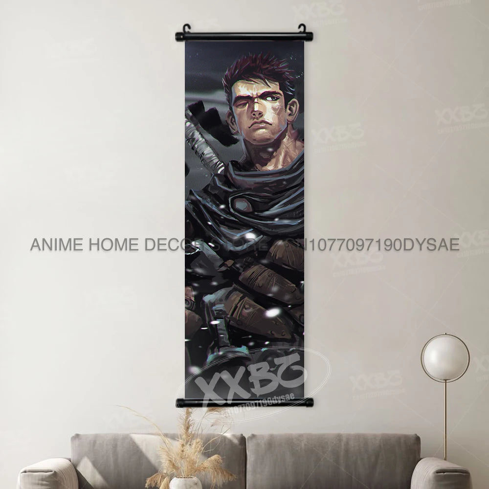 Berserk Poster Black Swordsman Wall Artwork Scrolls Anime Home Decoration