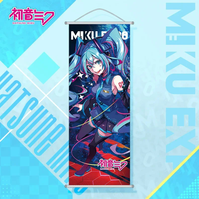 New Bandai Hatsune Miku 2D Peach Skin Scroll Anime Paintings Wall Decoration 25*70cm