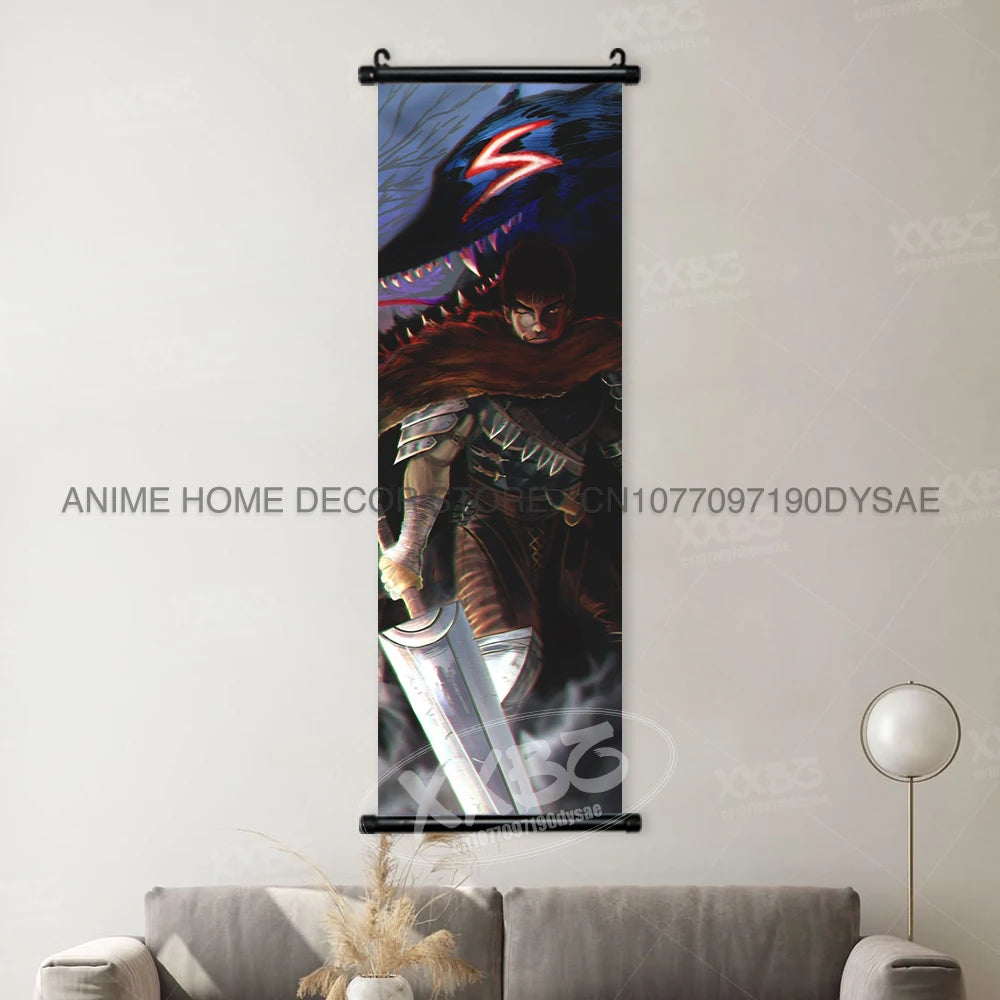 Berserk Poster Black Swordsman Wall Artwork Scrolls Anime Home Decoration