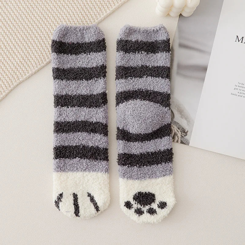 Korallensamt-Katzenkrallensocken – Verdickte Mitte
