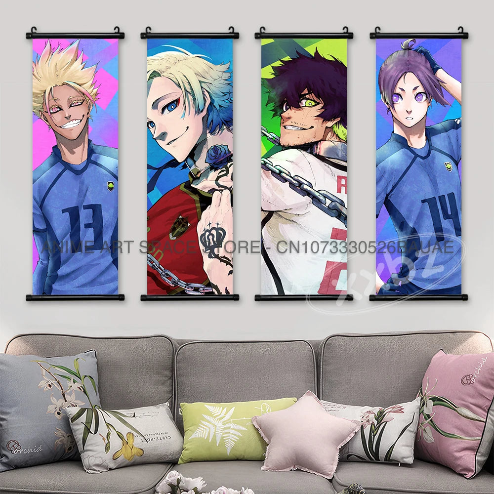 Blue Lock Hanging Painting Anime Poster Wall Art Canvas Scroll Home Decor